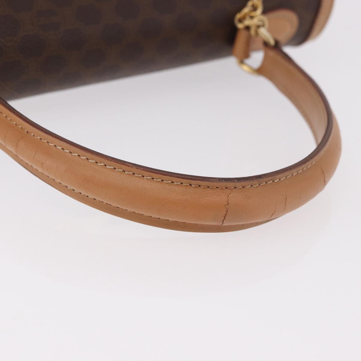 CELINE Macadam Canvas Hand Bag PVC Leather Brown Gold Auth bs35662