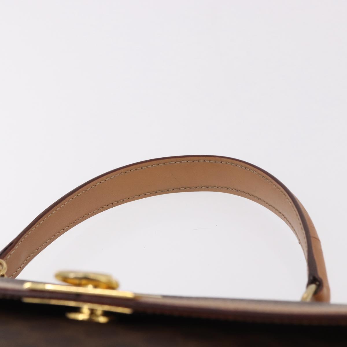 CELINE Macadam Canvas Hand Bag PVC Leather Brown Gold Auth bs35662