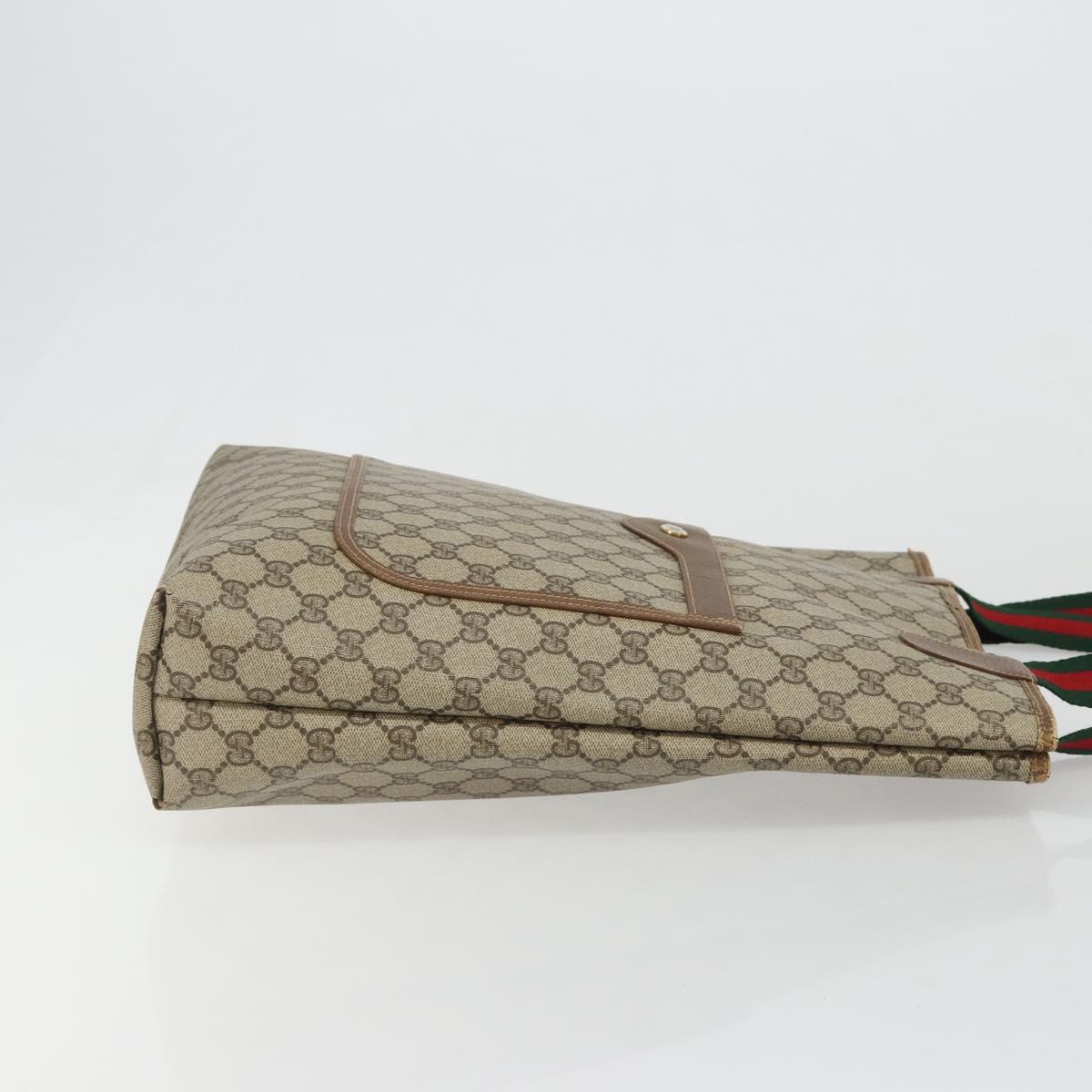 GUCCI GG Supreme Web Sherry Line Tote Bag PVC Beige 39 02 003 Auth bs35666