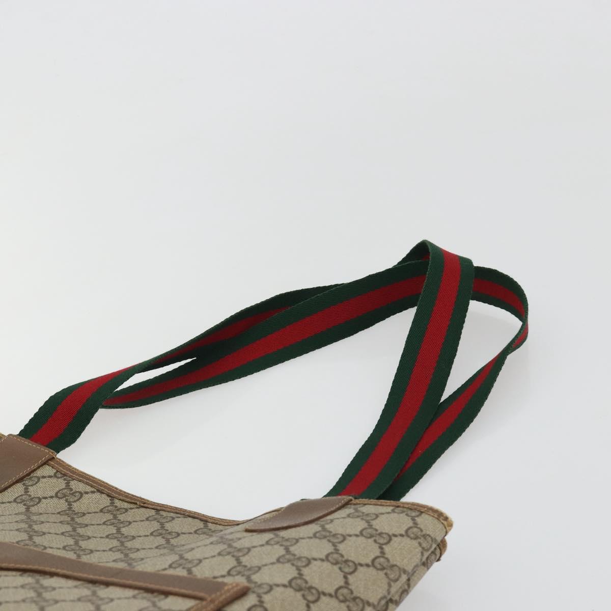 GUCCI GG Supreme Web Sherry Line Tote Bag PVC Beige 39 02 003 Auth bs35666