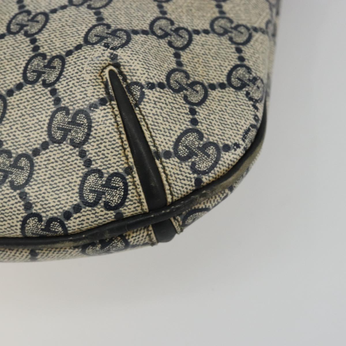 GUCCI GG Supreme Sherry Line Shoulder Bag PVC Navy Gold Auth bs35667