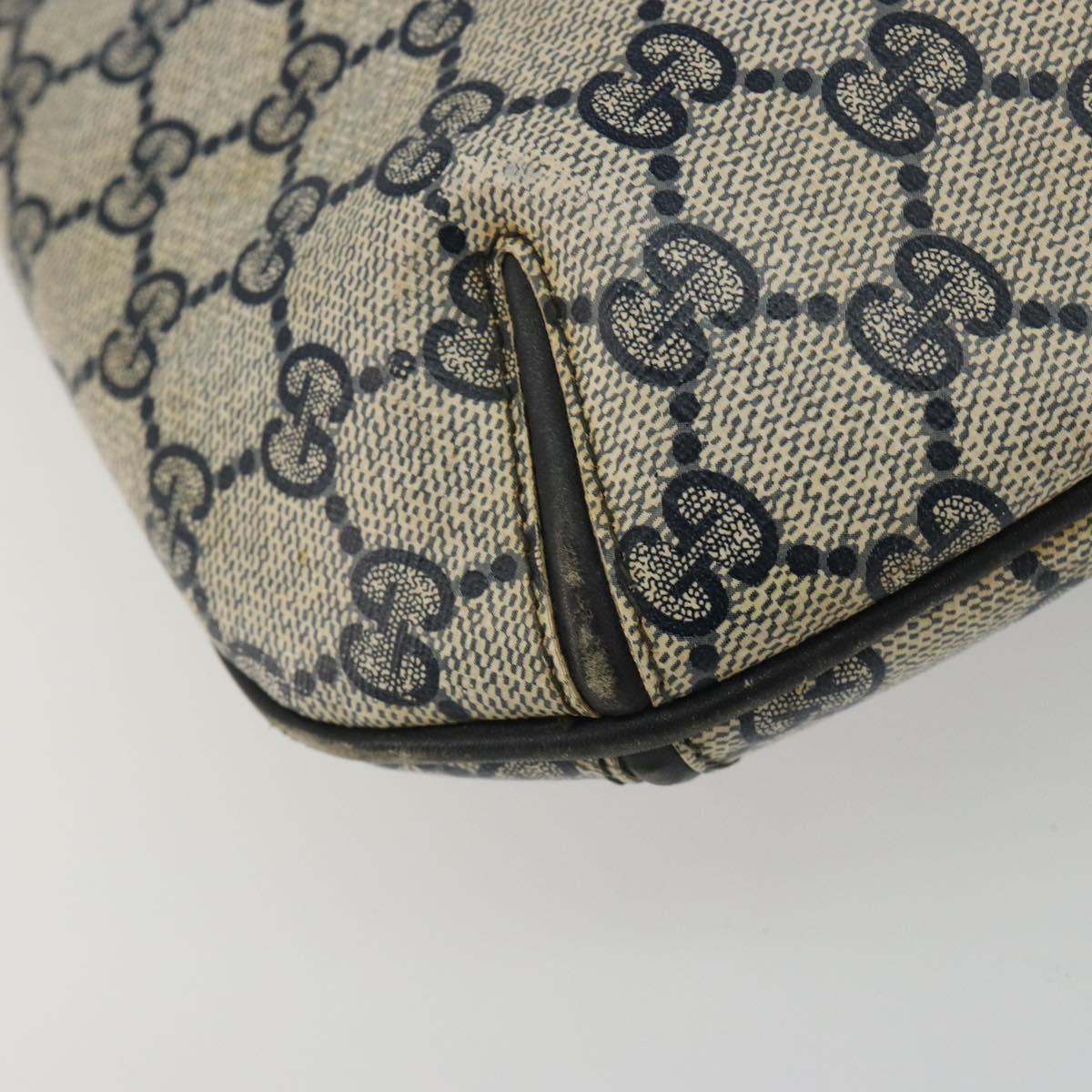 GUCCI GG Supreme Sherry Line Shoulder Bag PVC Navy Gold Auth bs35667