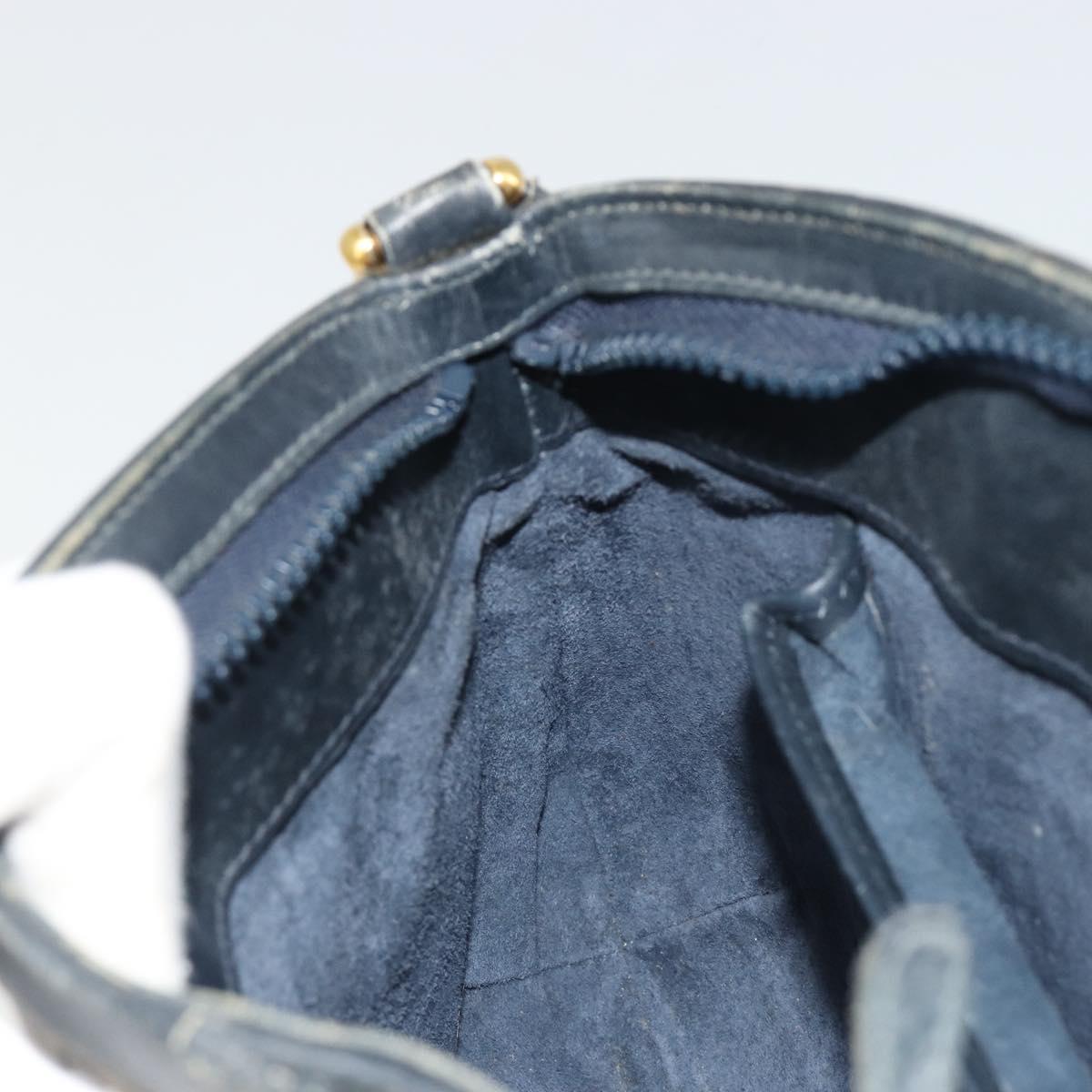 GUCCI GG Supreme Sherry Line Shoulder Bag PVC Navy Gold Auth bs35667