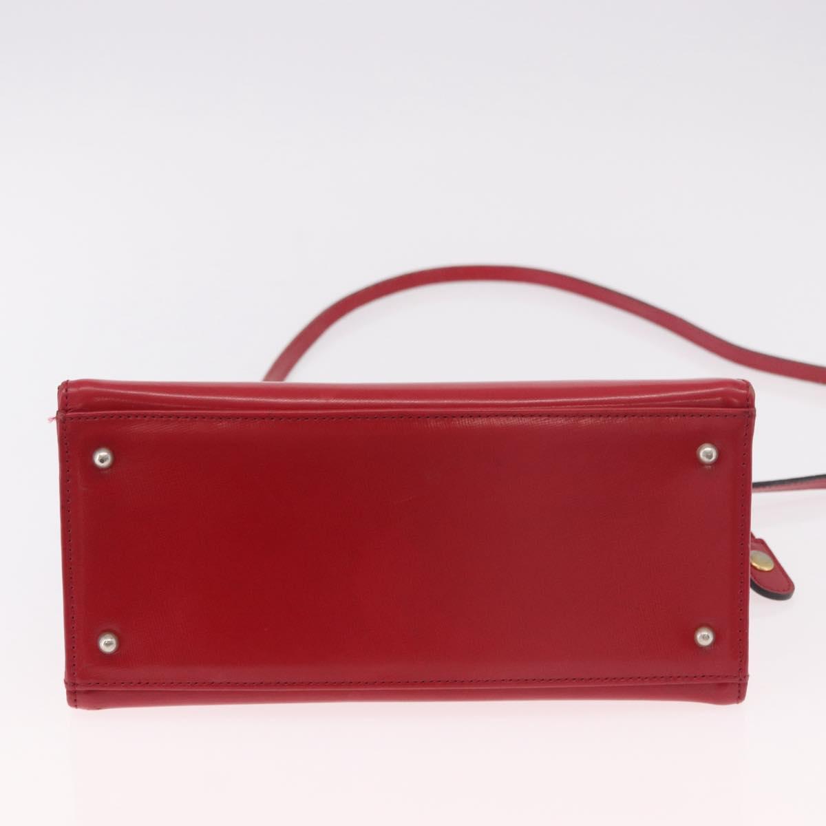 Gianni Versace Hand Bag Leather 2way Red Gold Auth bs35668
