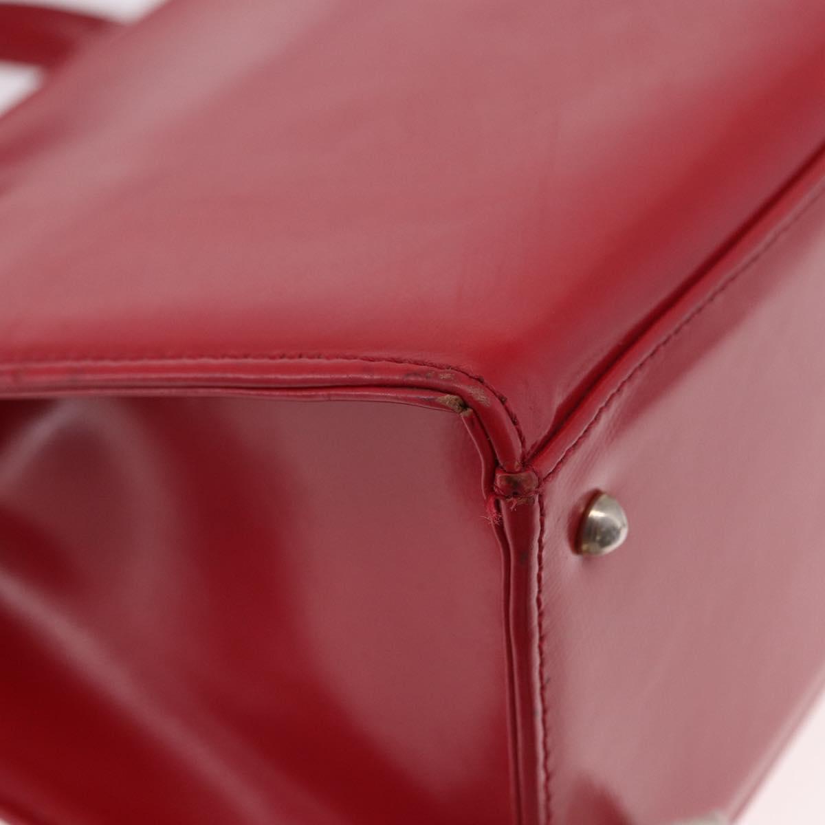 Gianni Versace Hand Bag Leather 2way Red Gold Auth bs35668