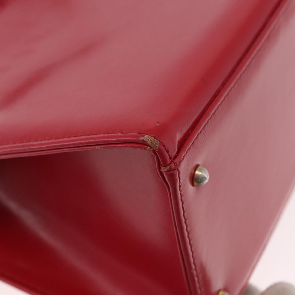 Gianni Versace Hand Bag Leather 2way Red Gold Auth bs35668
