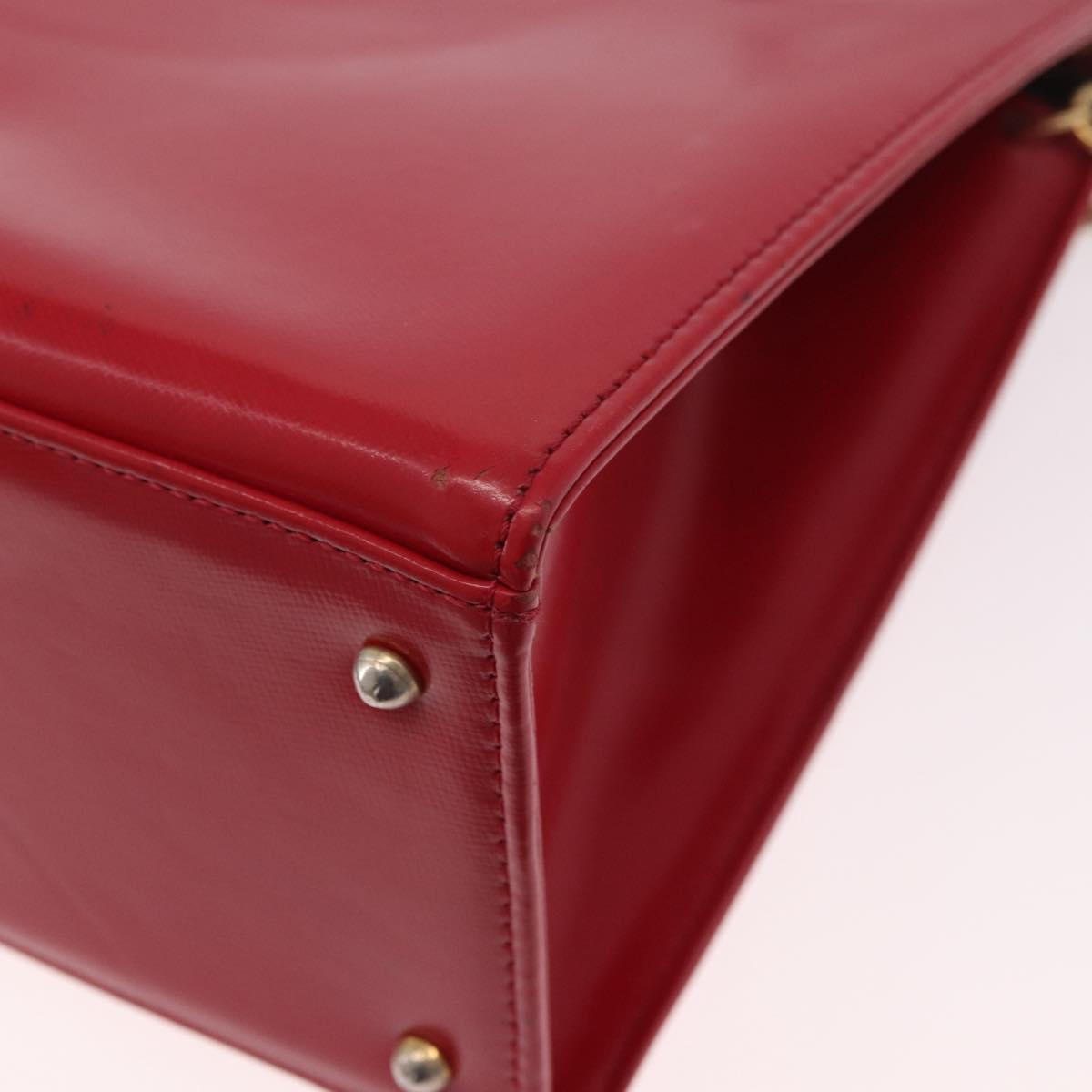 Gianni Versace Hand Bag Leather 2way Red Gold Auth bs35668