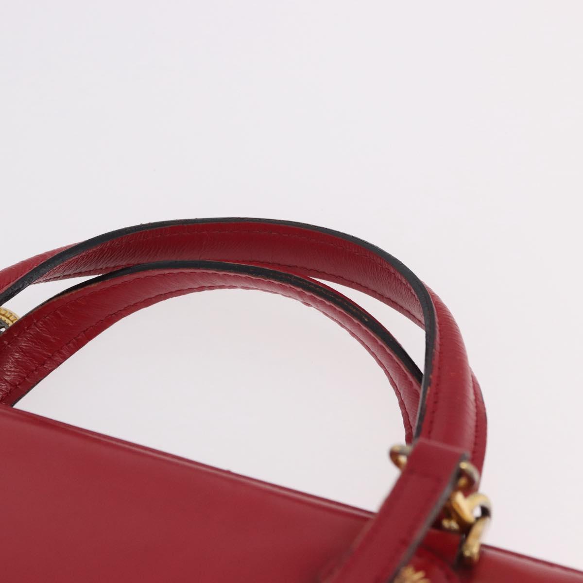 Gianni Versace Hand Bag Leather 2way Red Gold Auth bs35668