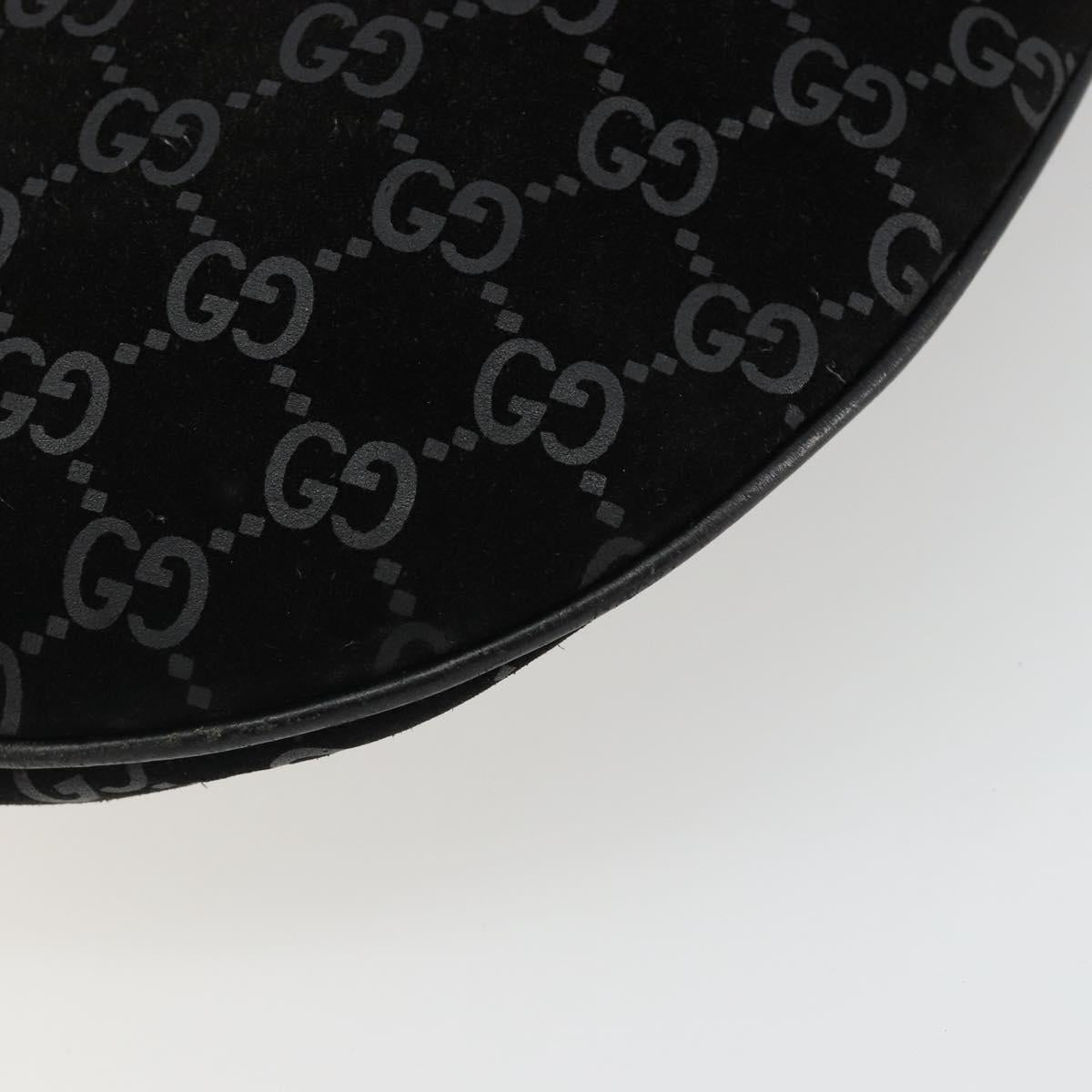 GUCCI GG Canvas Shoulder Bag Suede Black Silver 001 1206 Auth bs35669