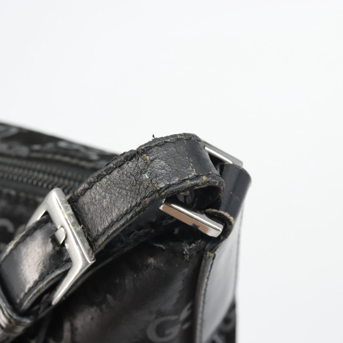 GUCCI GG Canvas Shoulder Bag Suede Black Silver 001 1206 Auth bs35669