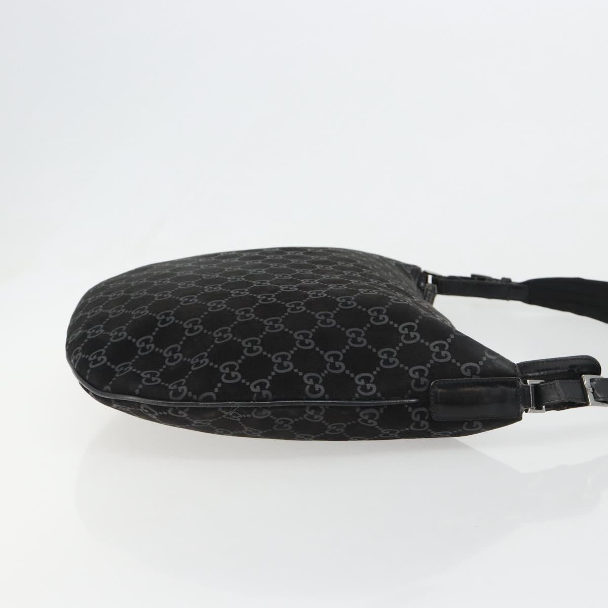 GUCCI GG Canvas Shoulder Bag Suede Black Silver 001 1206 Auth bs35669