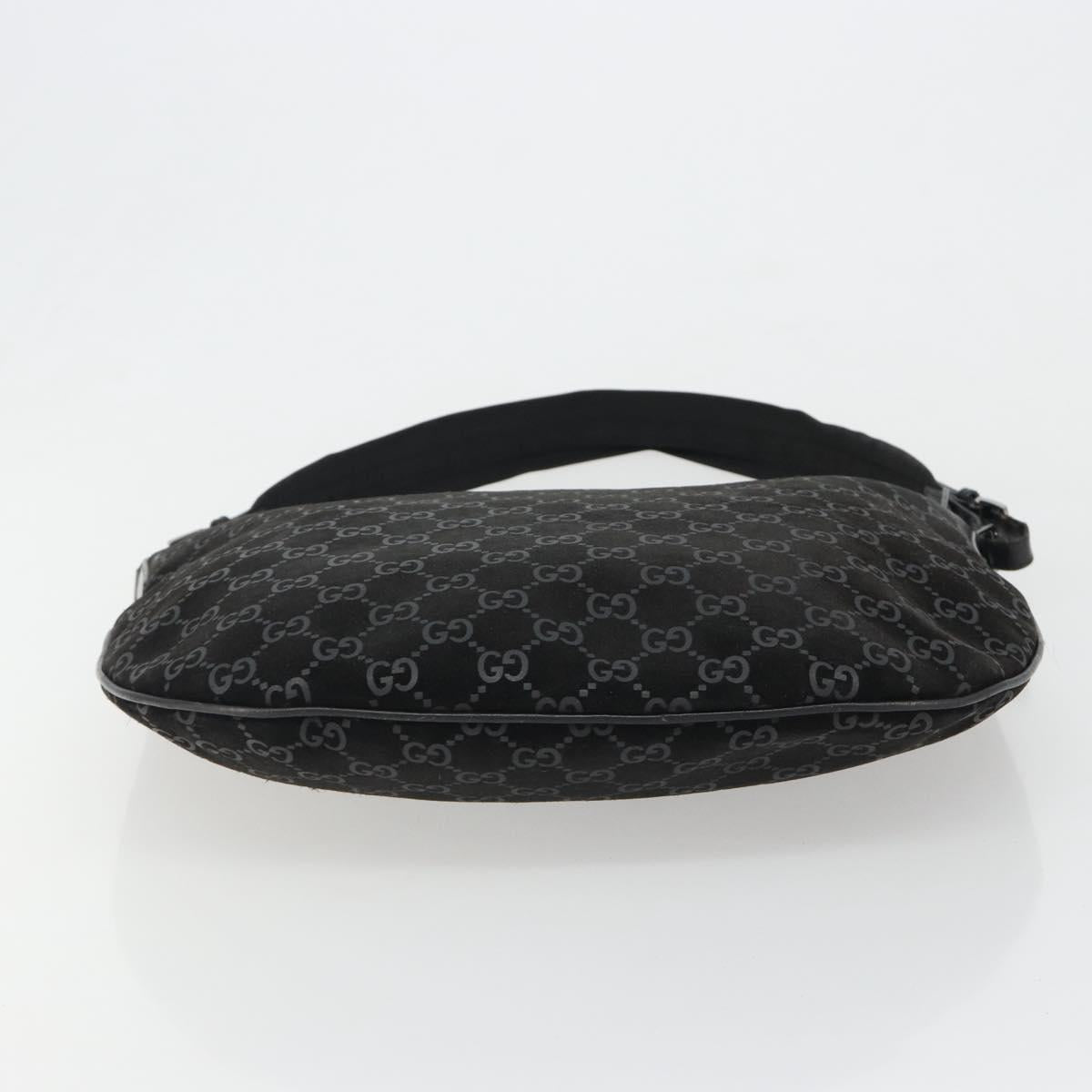 GUCCI GG Canvas Shoulder Bag Suede Black Silver 001 1206 Auth bs35669
