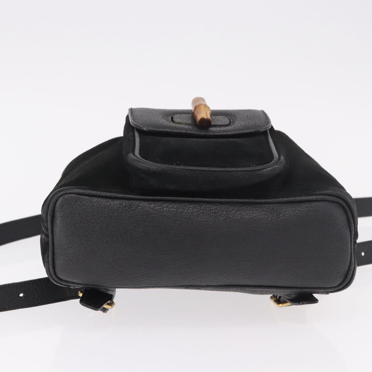GUCCI Bamboo Backpack Suede Black Gold 003 1705 0030 Auth bs35670A
