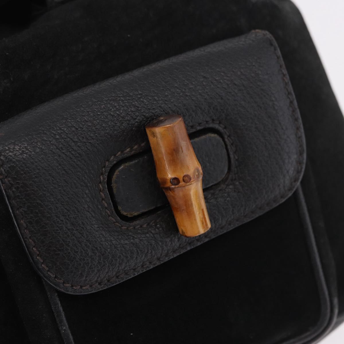 GUCCI Bamboo Backpack Suede Black Gold 003 1705 0030 Auth bs35670A