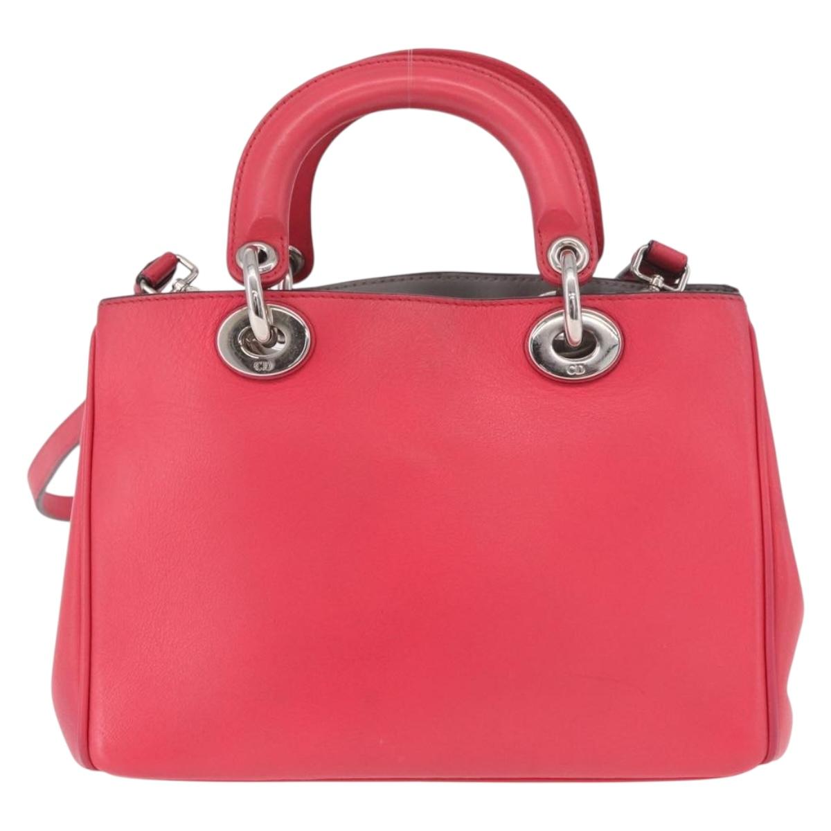 Christian Dior Diorissimo Hand Bag Leather 2way Pink Silver Auth bs35672A