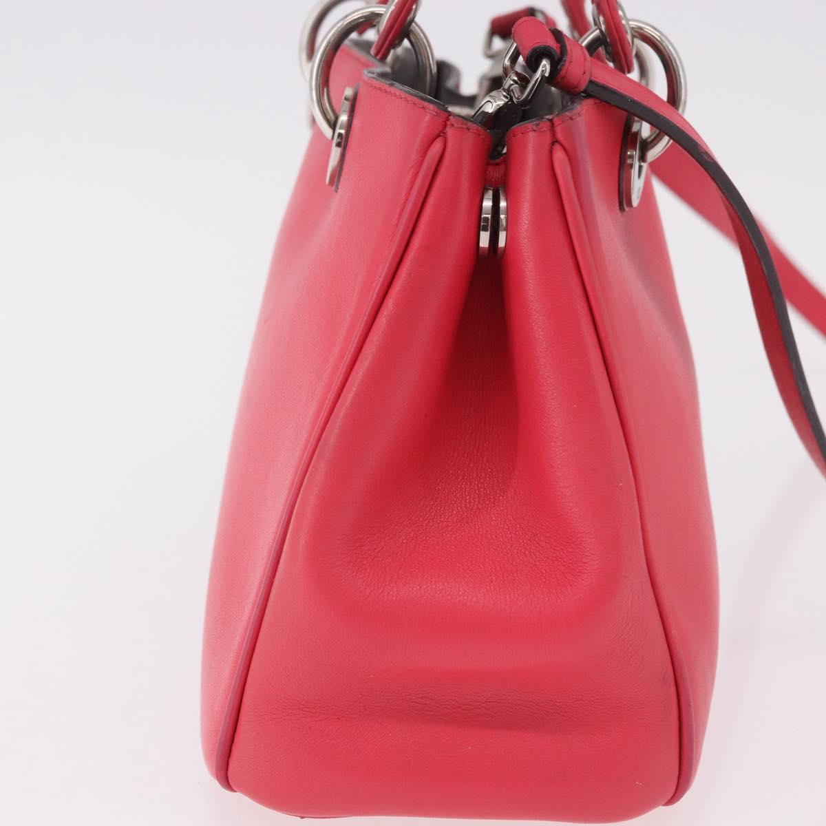 Christian Dior Diorissimo Hand Bag Leather 2way Pink Silver Auth bs35672A