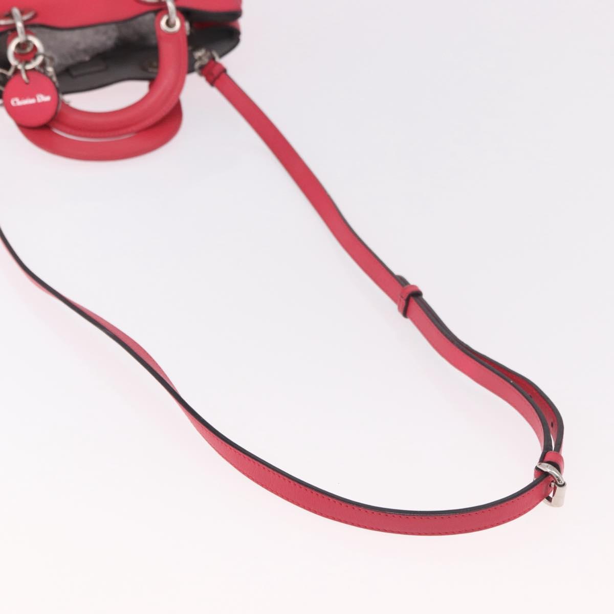 Christian Dior Diorissimo Hand Bag Leather 2way Pink Silver Auth bs35672A