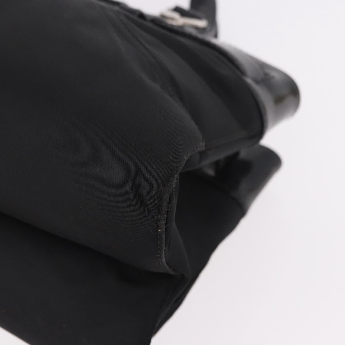 Christian Dior Hand Bag Nylon Black Silver Auth bs35673