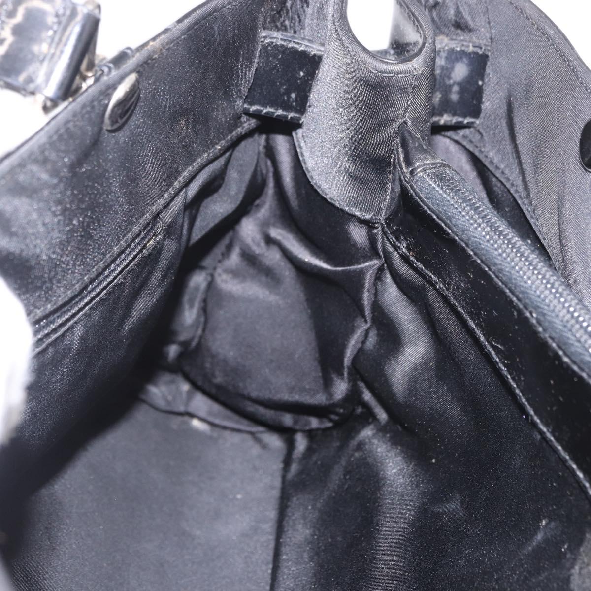 Christian Dior Hand Bag Nylon Black Silver Auth bs35673