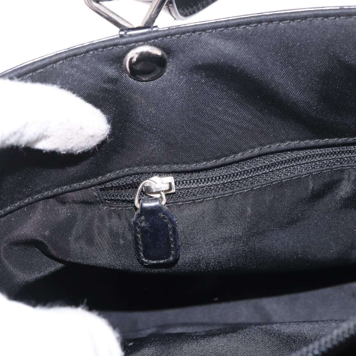Christian Dior Hand Bag Nylon Black Silver Auth bs35673