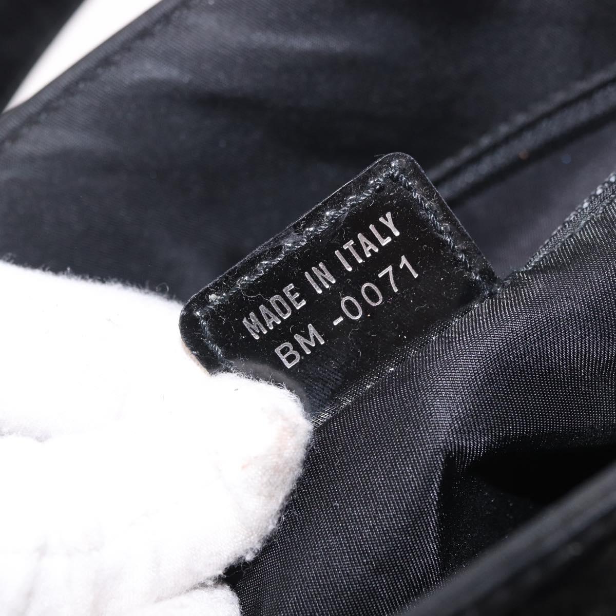 Christian Dior Hand Bag Nylon Black Silver Auth bs35673