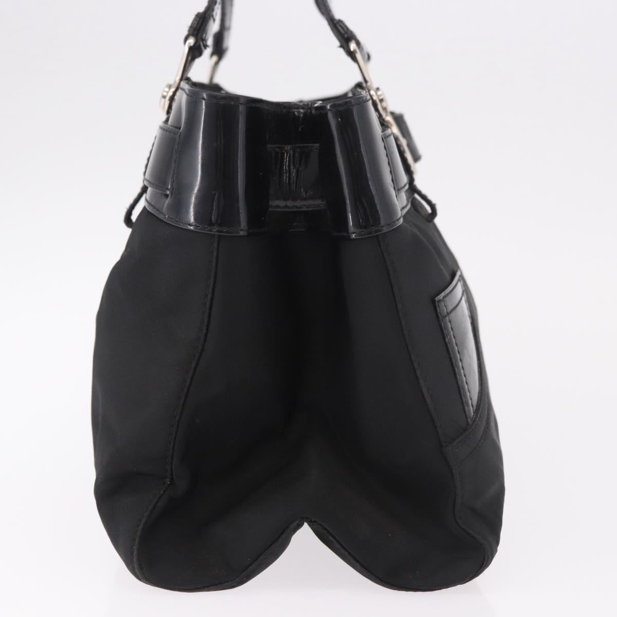 Christian Dior Hand Bag Nylon Black Silver Auth bs35673