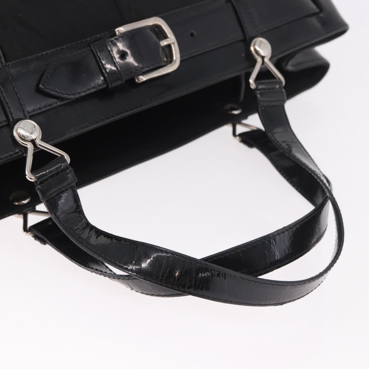 Christian Dior Hand Bag Nylon Black Silver Auth bs35673