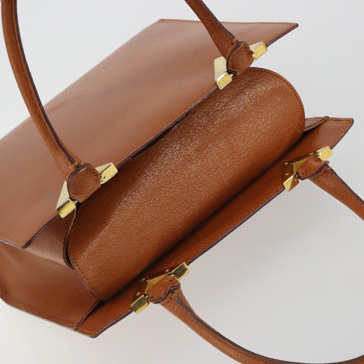 VALENTINO Hand Bag Leather Brown Gold Auth bs35674