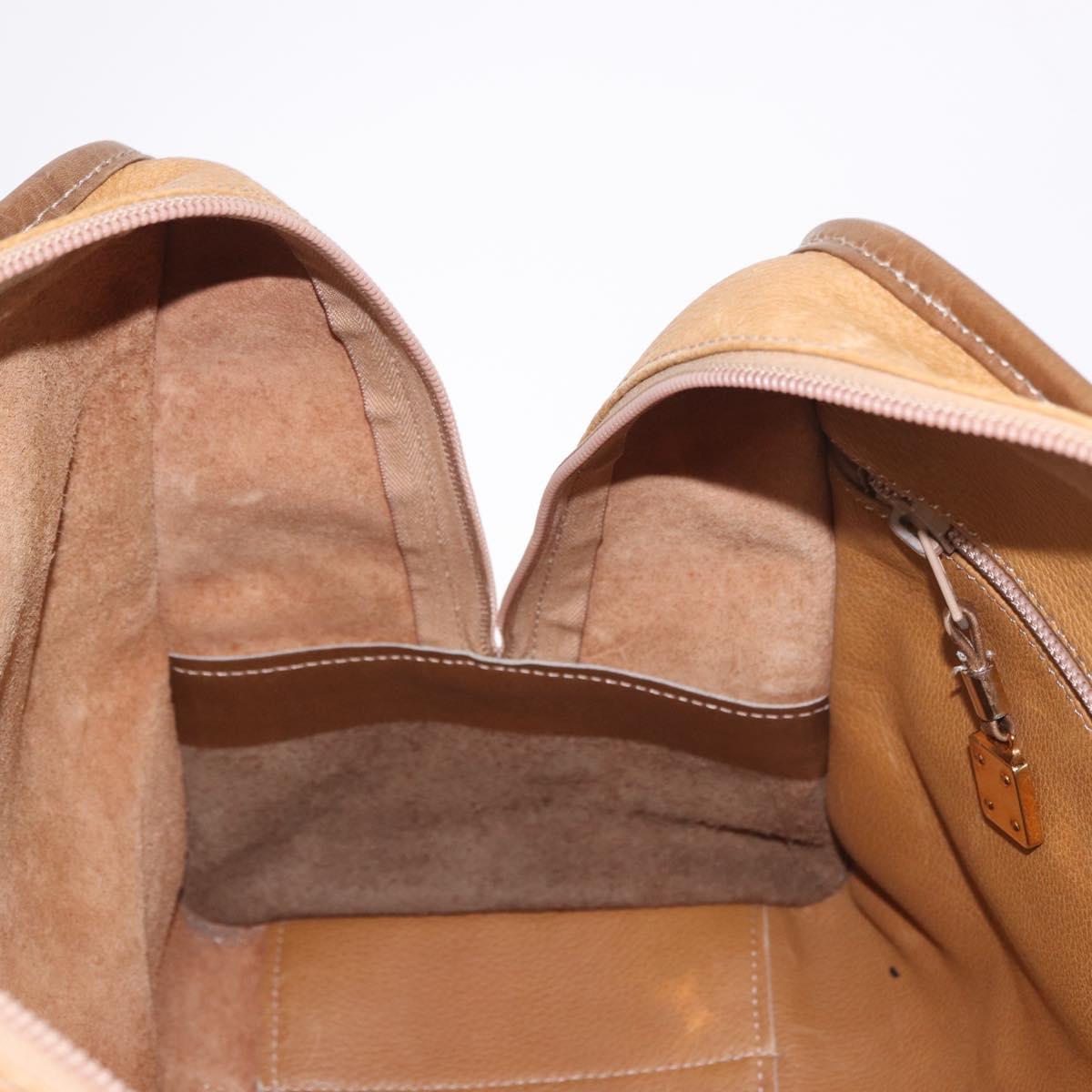 LOEWE Anagram Boston Bag Leather Brown Gold Auth bs35675