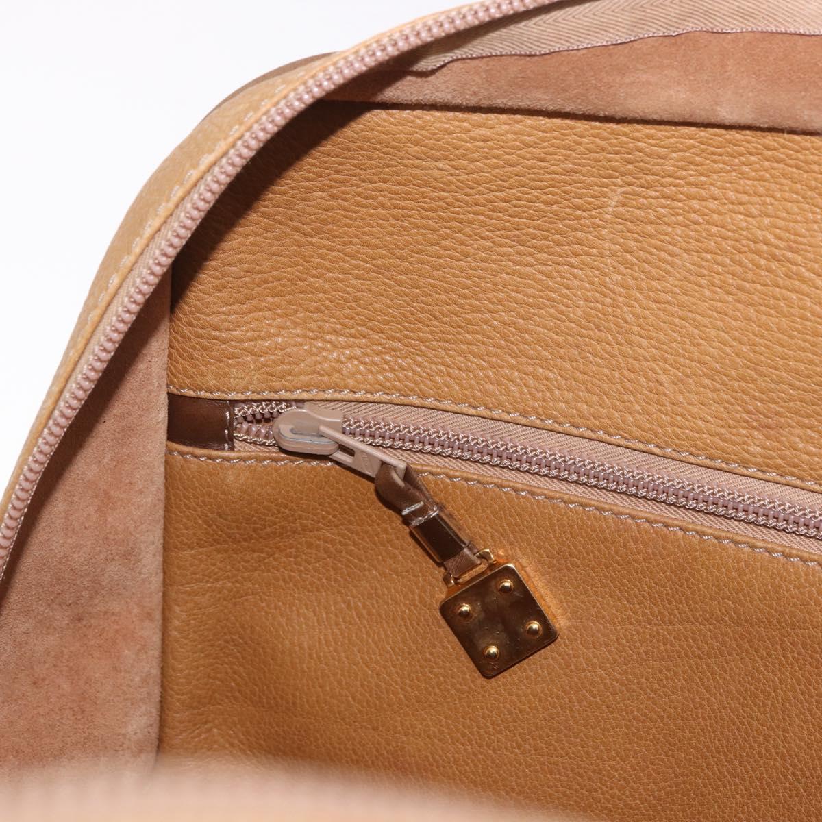 LOEWE Anagram Boston Bag Leather Brown Gold Auth bs35675
