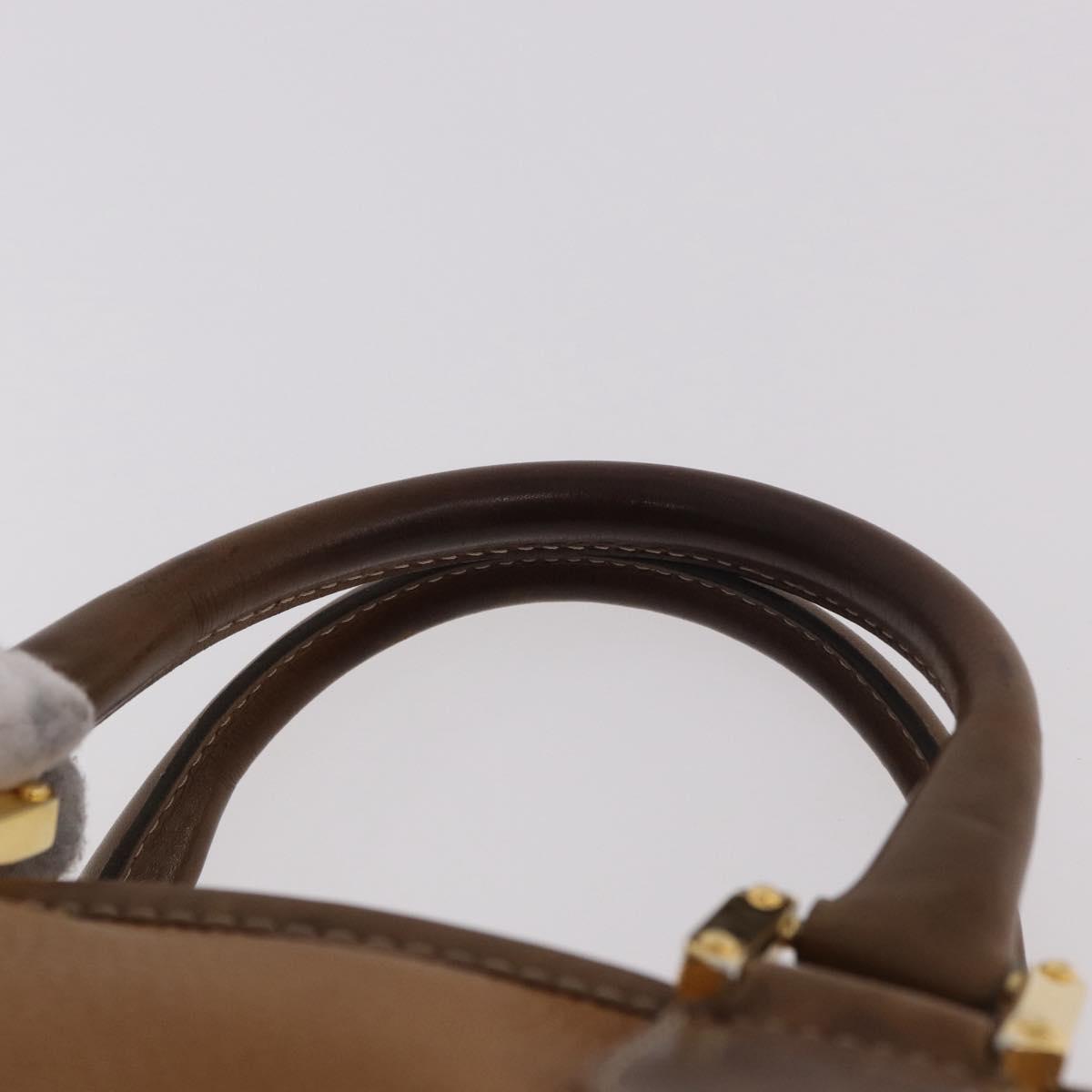 LOEWE Anagram Boston Bag Leather Brown Gold Auth bs35675
