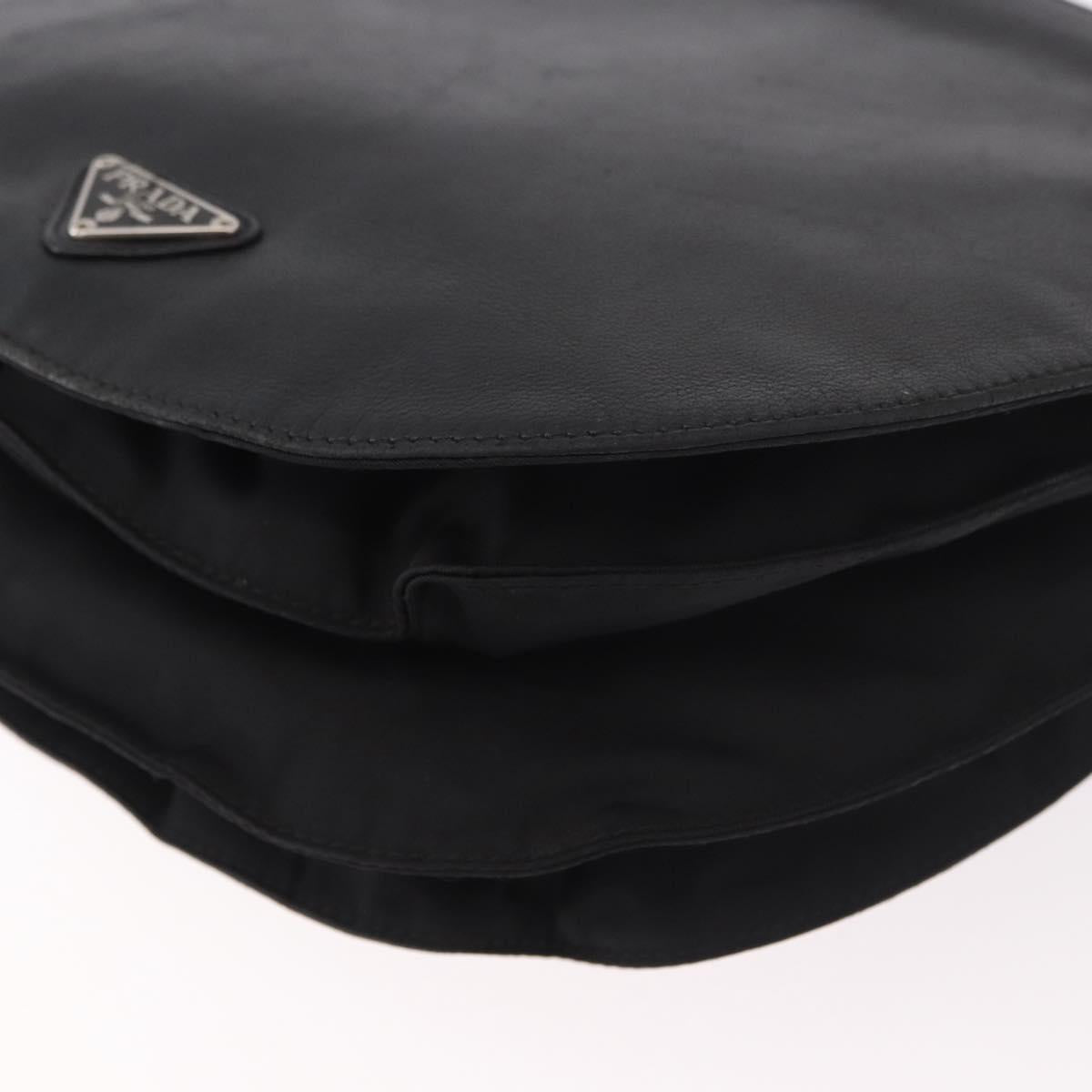 PRADA Shoulder Bag Leather Black Silver Auth bs35678A