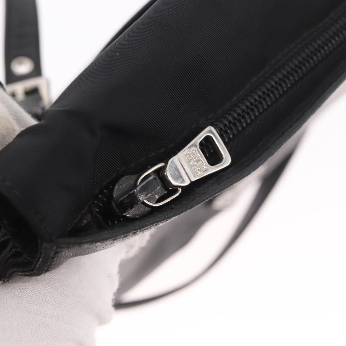 PRADA Shoulder Bag Leather Black Silver Auth bs35678A