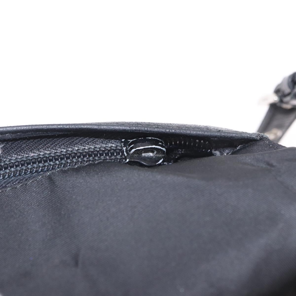 PRADA Shoulder Bag Leather Black Silver Auth bs35678A