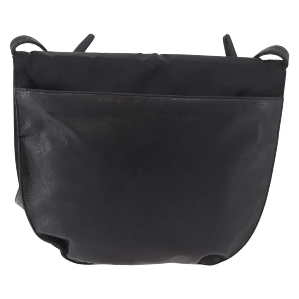 PRADA Shoulder Bag Leather Black Silver Auth bs35678A