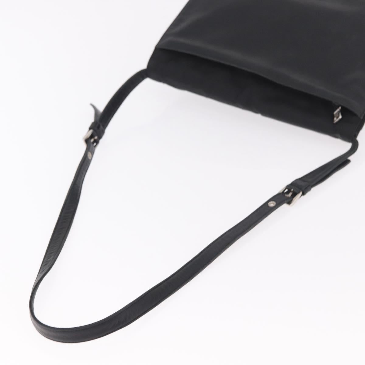 PRADA Shoulder Bag Leather Black Silver Auth bs35678A