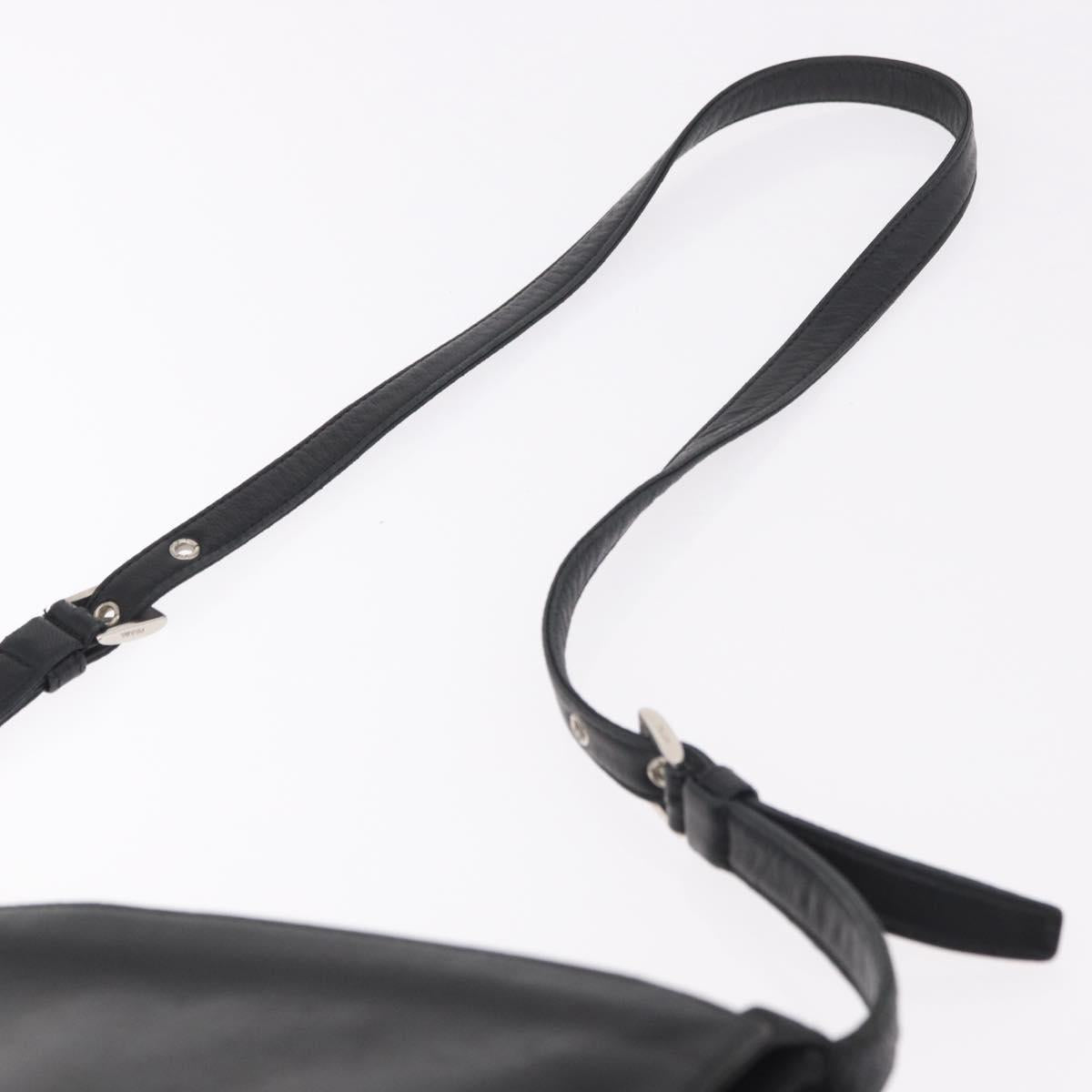 PRADA Shoulder Bag Leather Black Silver Auth bs35678A