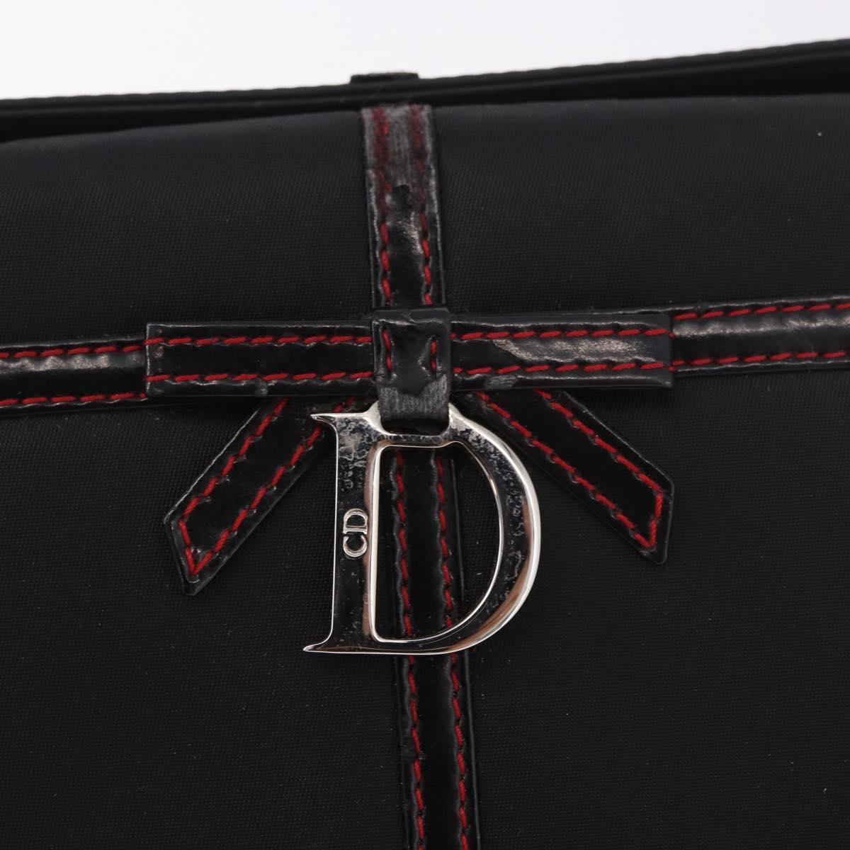 Christian Dior Clutch Bag Nylon Black Silver Auth bs35680