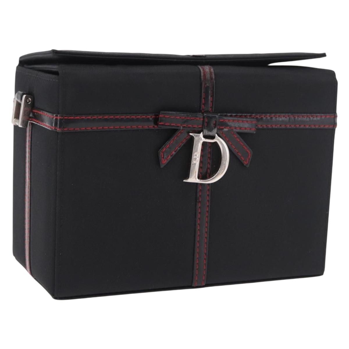 Christian Dior Clutch Bag Nylon Black Silver Auth bs35680