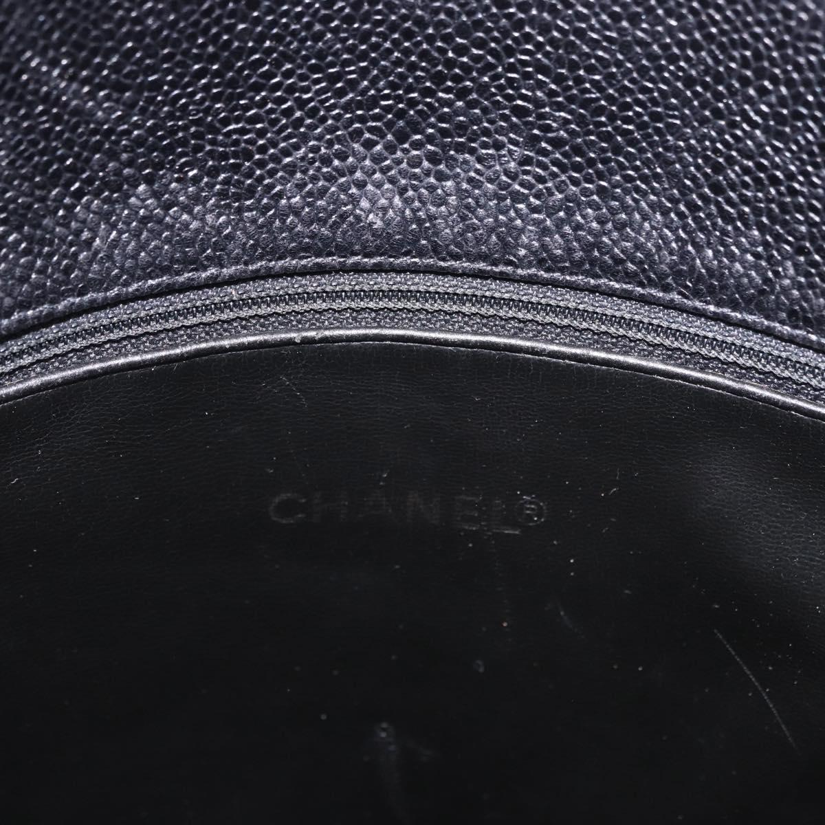 CHANEL Hand Bag Caviar Skin Black Gold CC Auth bs35681V