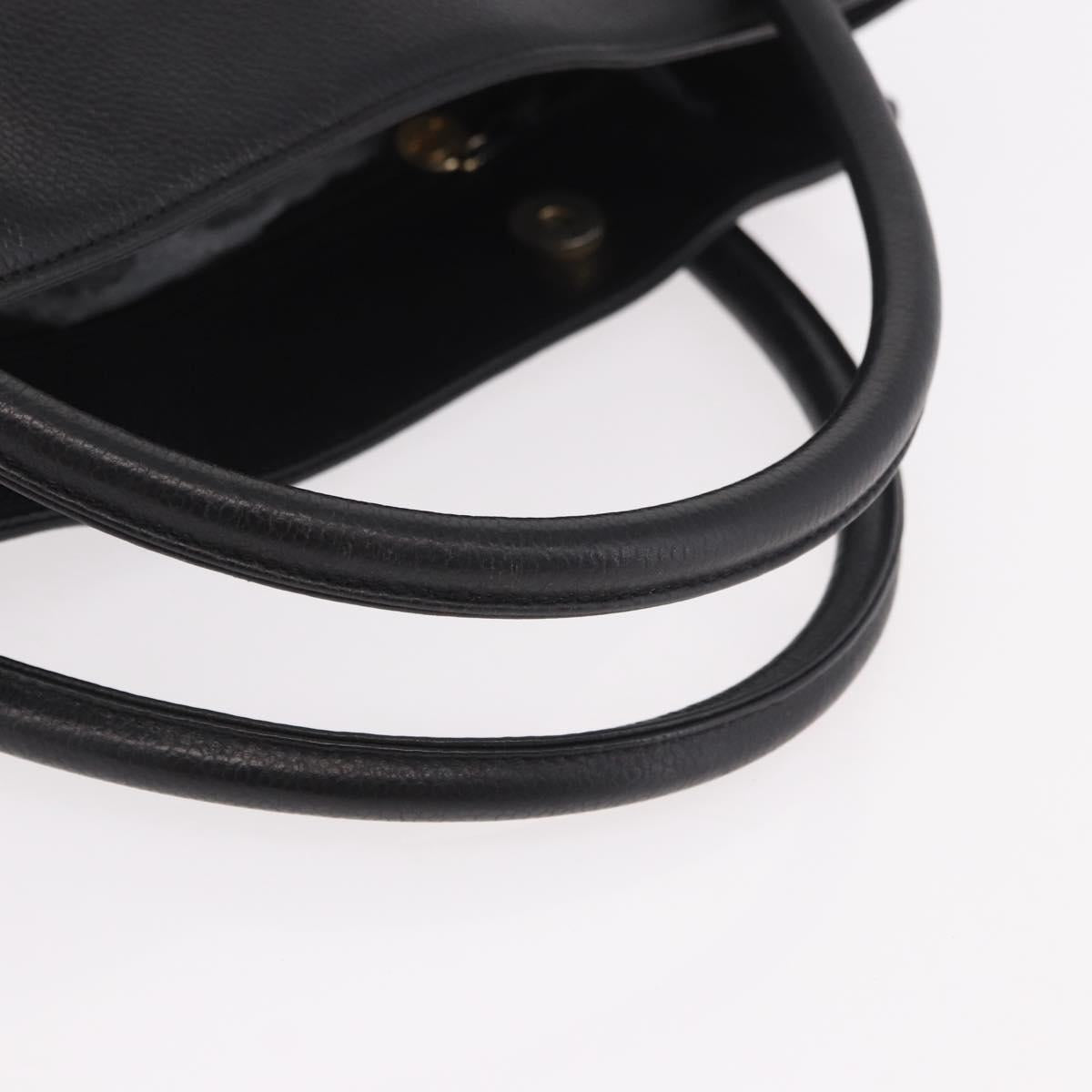 CHANEL Hand Bag Caviar Skin Black Gold CC Auth bs35681V