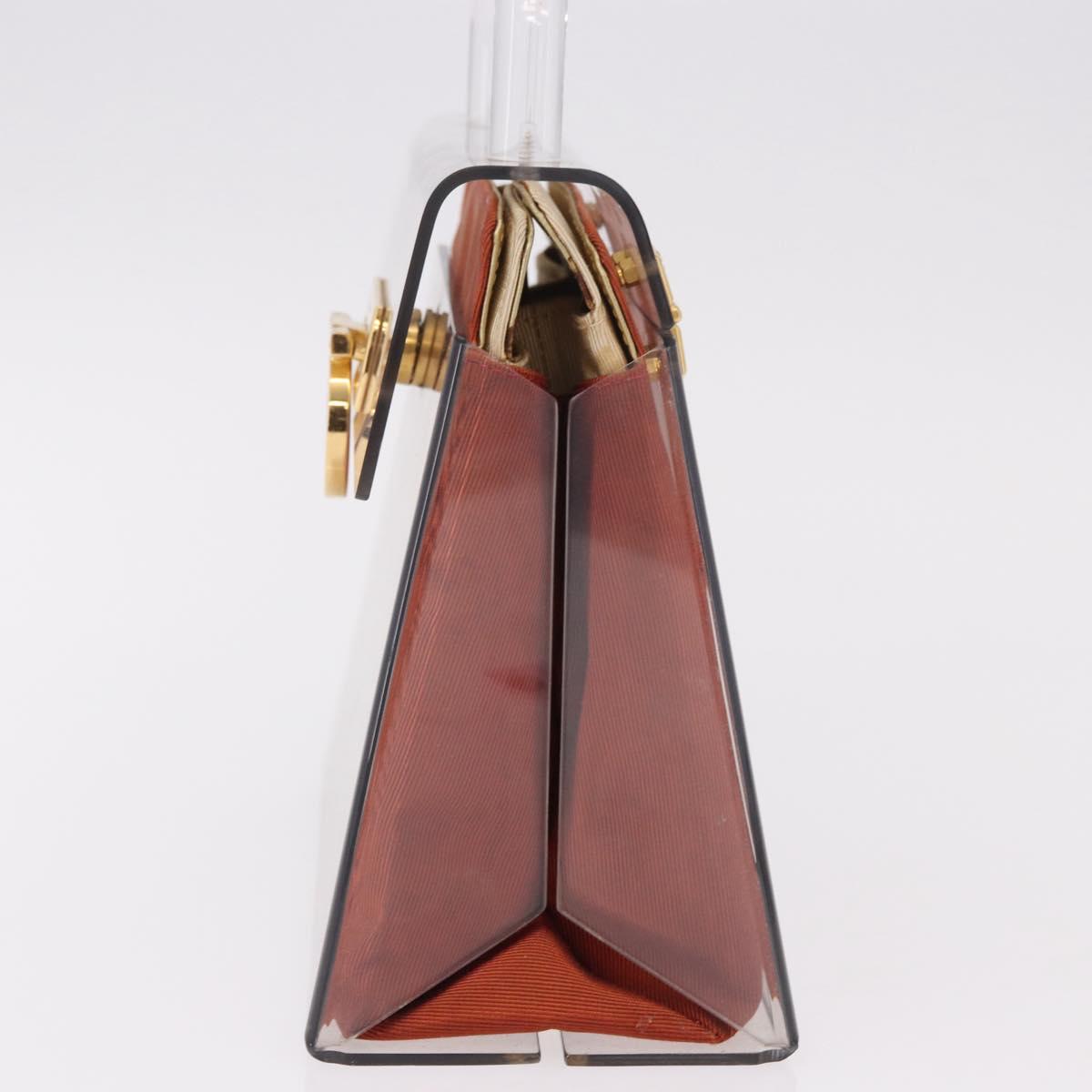 Salvatore Ferragamo Gancini Hand Bag plastic Clear Gold Auth bs35685V