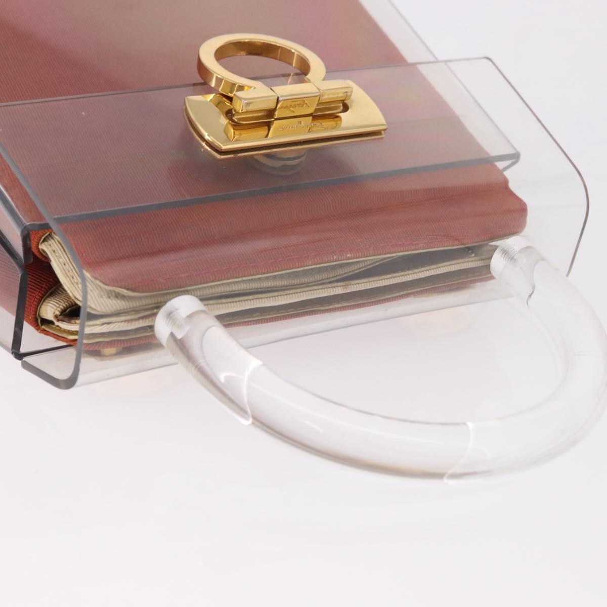 Salvatore Ferragamo Gancini Hand Bag plastic Clear Gold Auth bs35685V