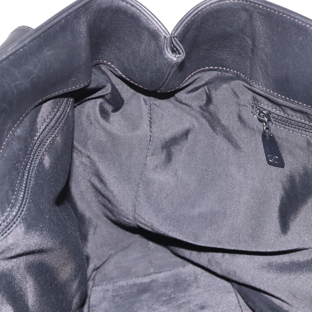 CHANEL Tote Bag Calf Leather Black CC Auth bs35686V