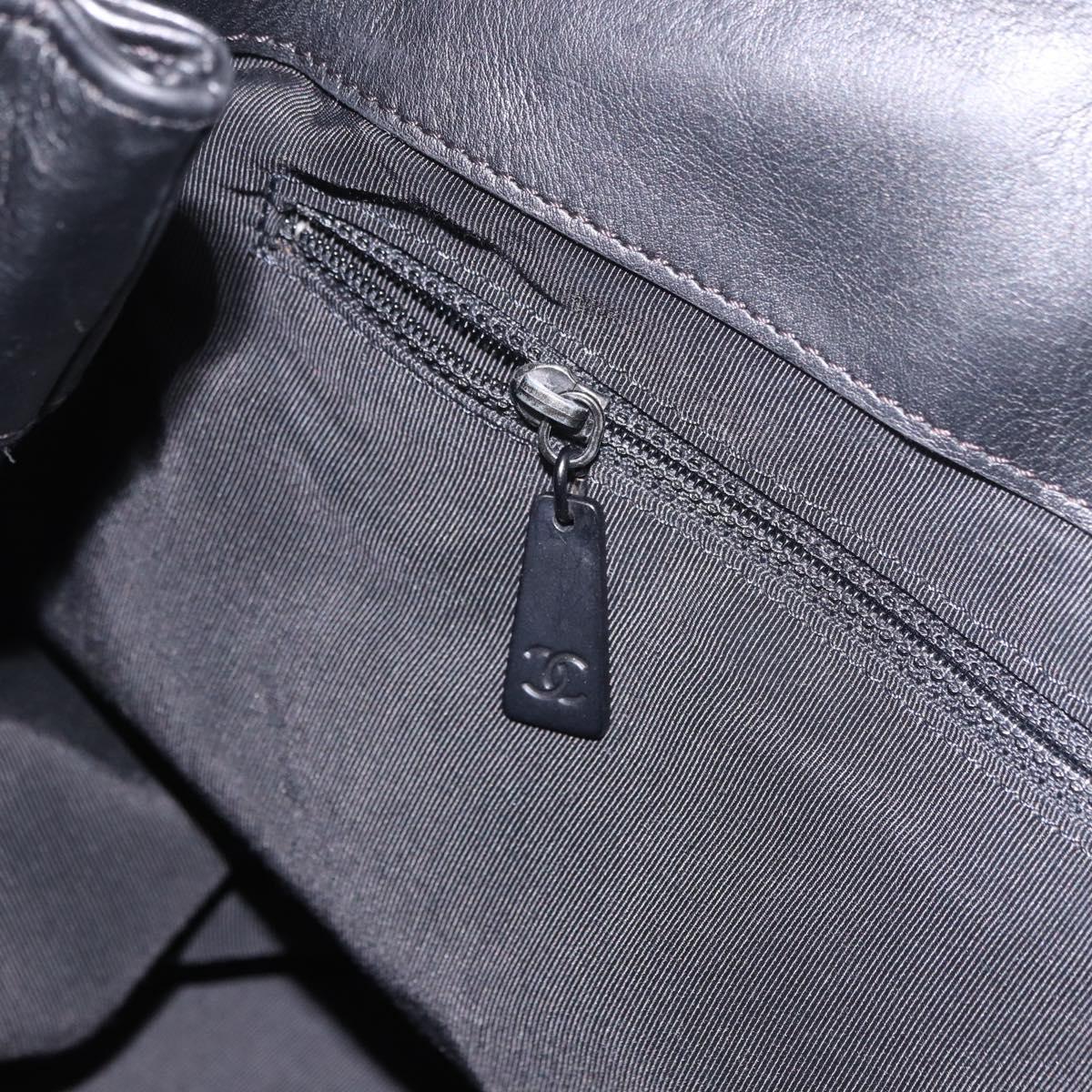 CHANEL Tote Bag Calf Leather Black CC Auth bs35686V