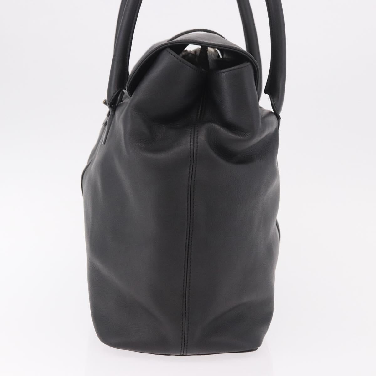 CHANEL Tote Bag Calf Leather Black CC Auth bs35686V