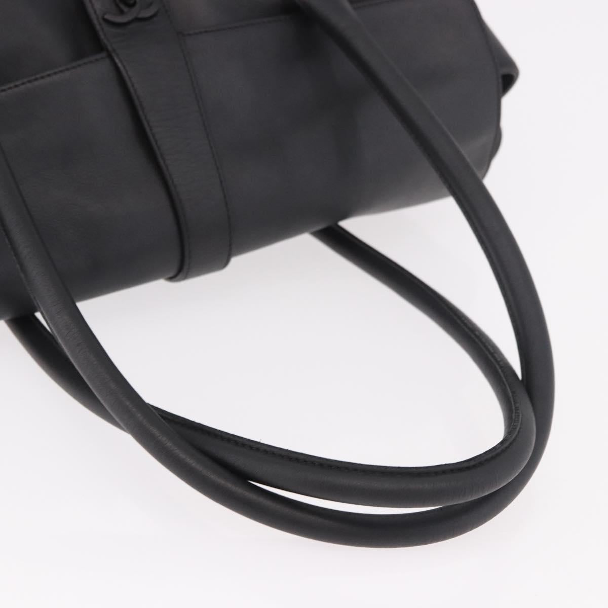 CHANEL Tote Bag Calf Leather Black CC Auth bs35686V