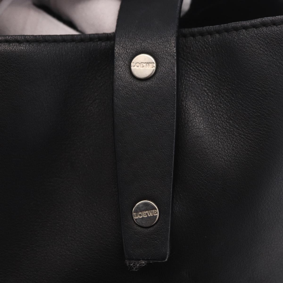 LOEWE Tote Bag Leather Black Silver Auth bs35687