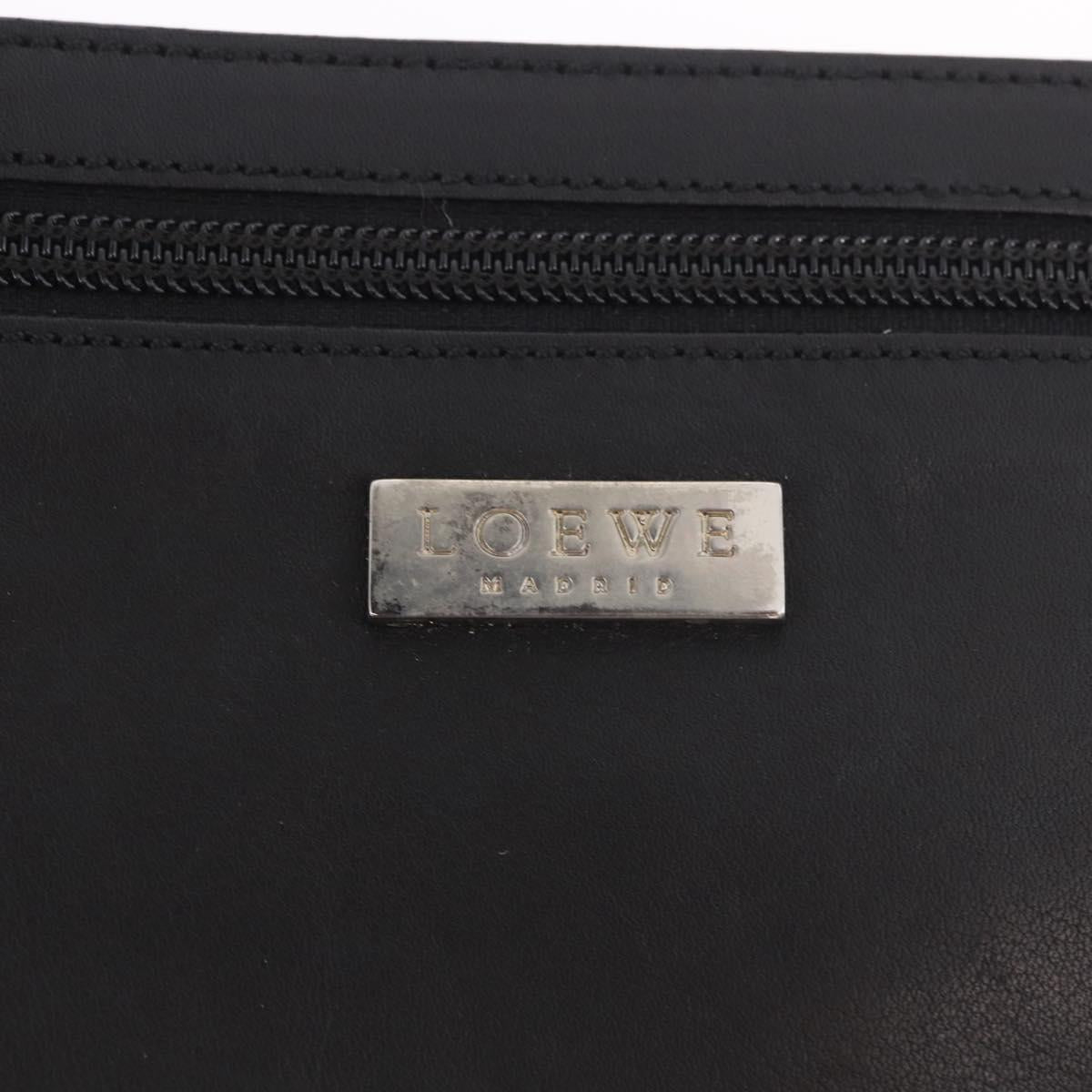 LOEWE Tote Bag Leather Black Silver Auth bs35687