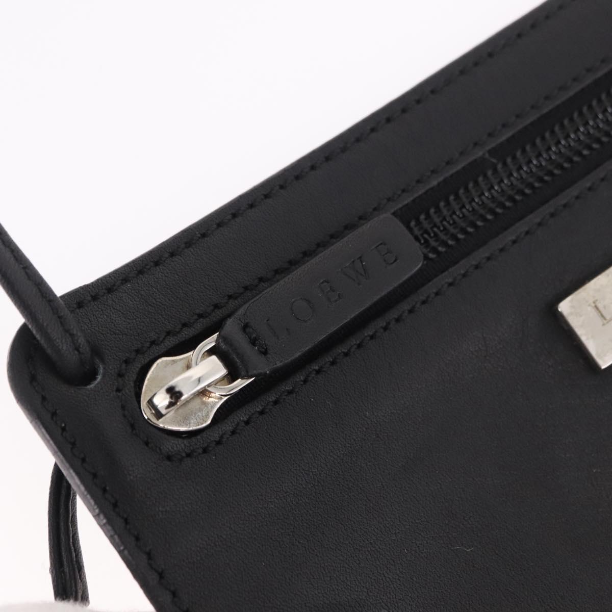 LOEWE Tote Bag Leather Black Silver Auth bs35687